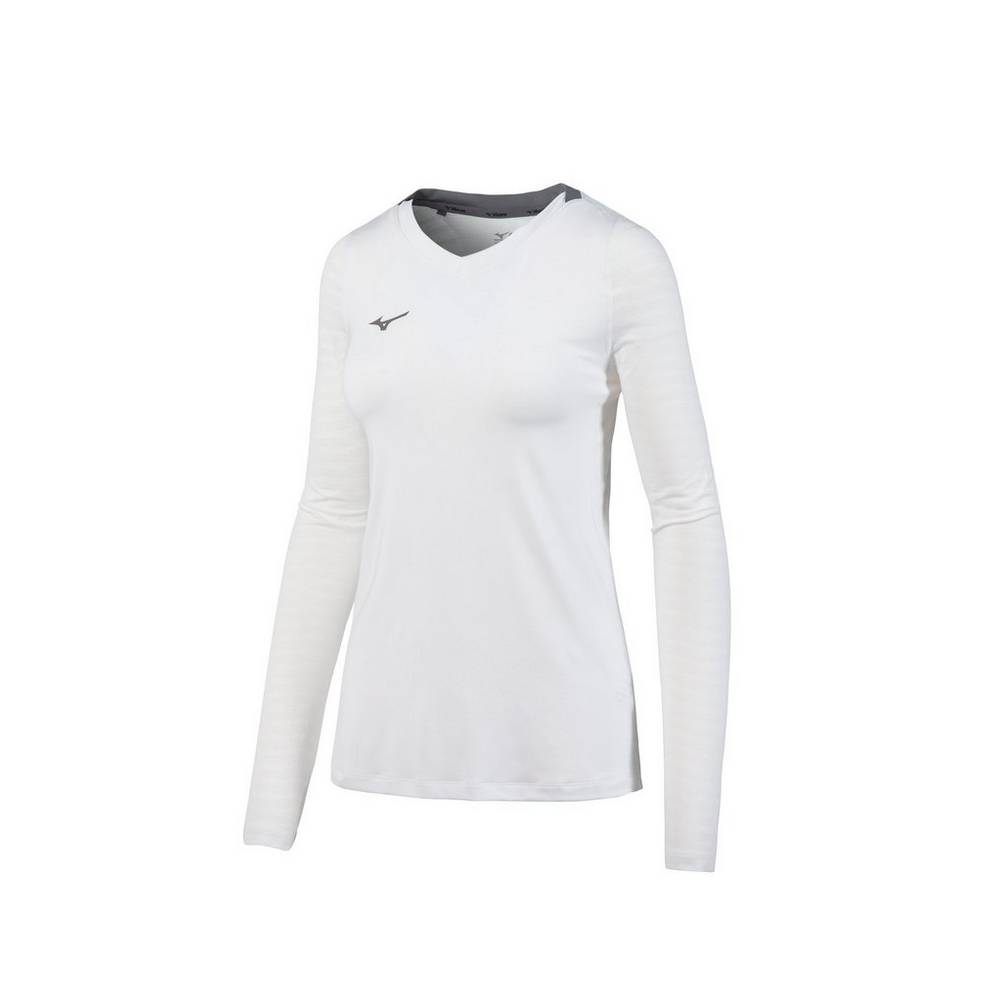 Maglia Mizuno United Long Sleeve Donna - Bianche - 52019-GCHK